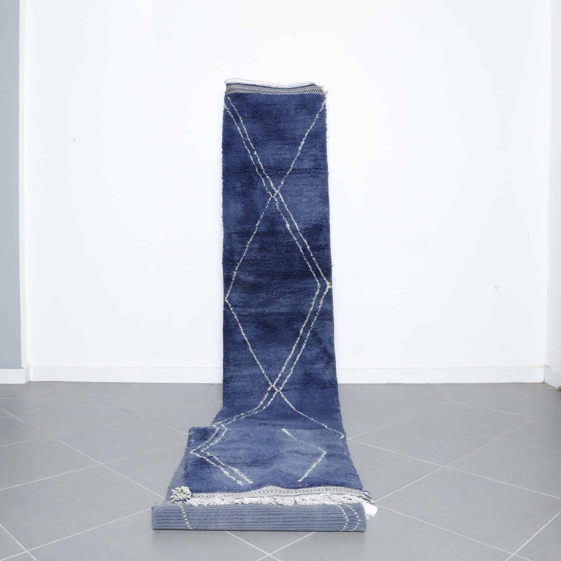 Taznakht Runner 16.4×2.1 ft – Handmade Moroccan Blue Wool Rug