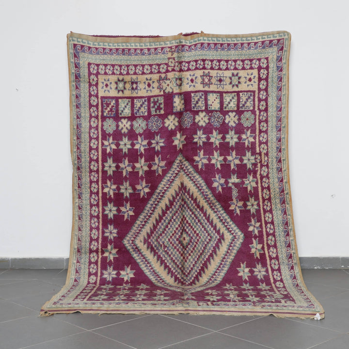 Vintage Boujaad Rug 9.5×6.0 Ft – Handmade Moroccan Carpet