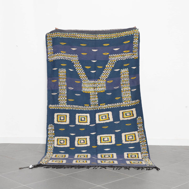 Vintage Kilim Rug 8.0×4.6 Ft – Handmade Moroccan Wool