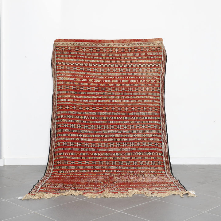 Vintage Tiffelt Kilim Rug 9.2×5.6 Ft – Handwoven Moroccan Decor