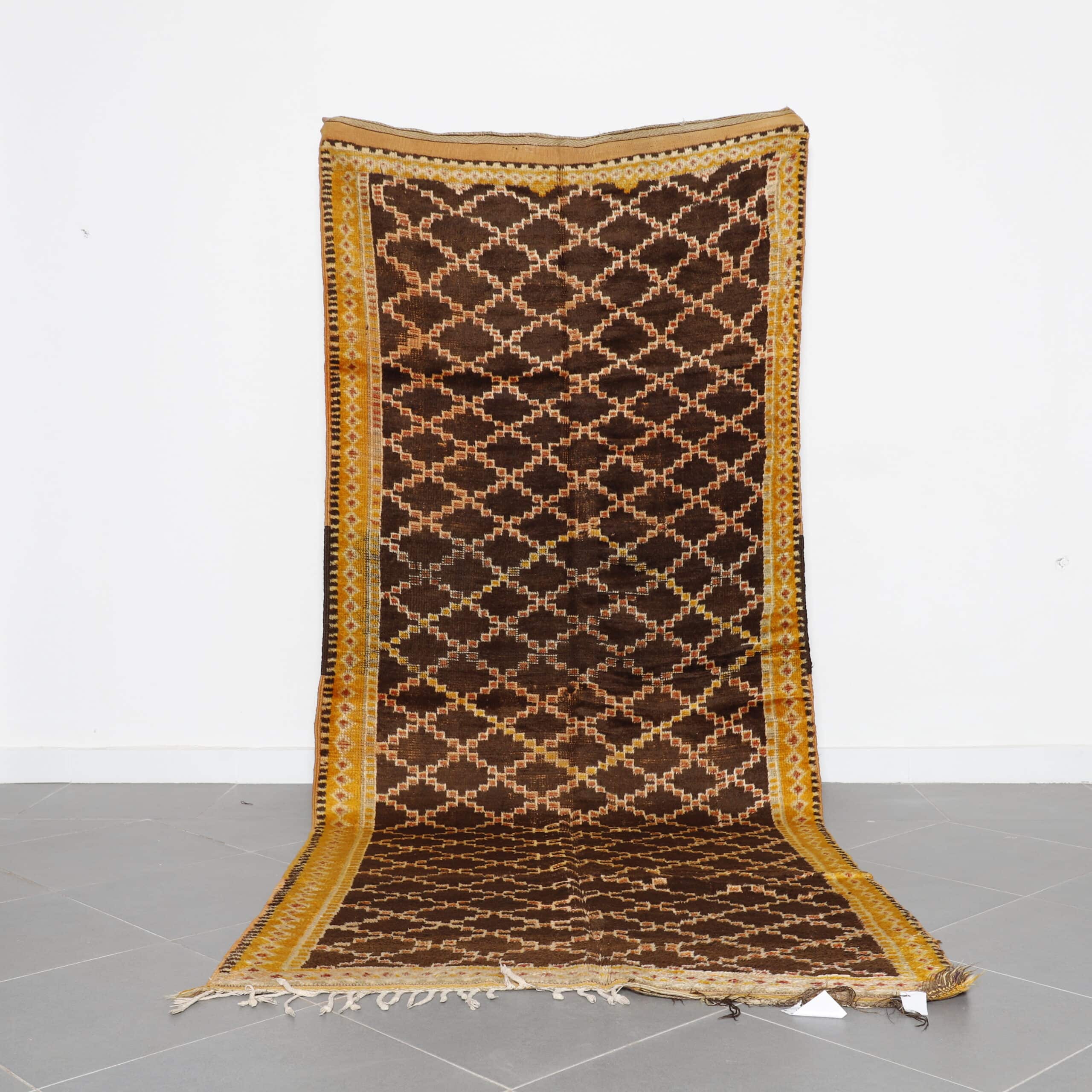 Checkered Taznakht Rug 10.3×4.3 Ft – Handmade Vintage