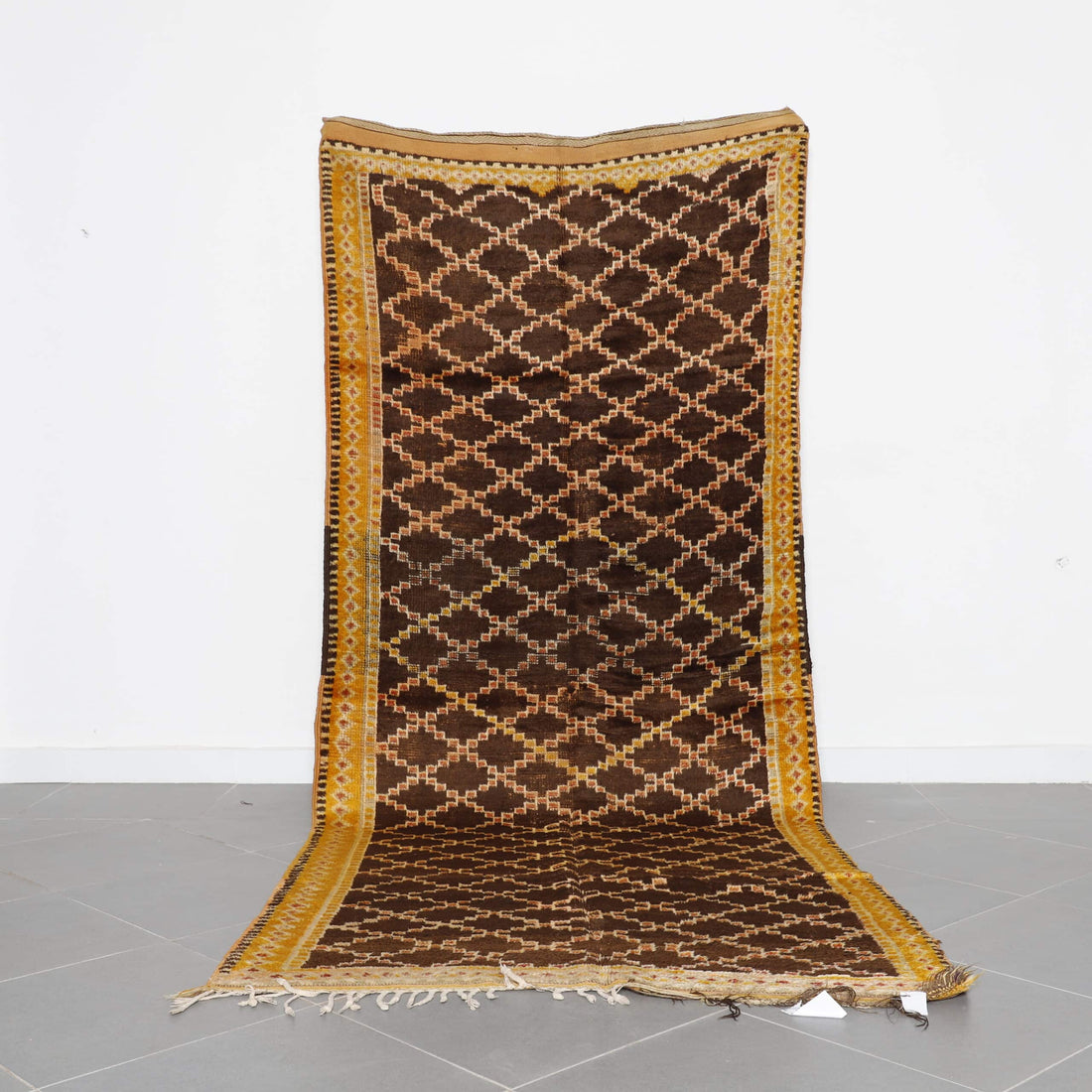 Checkered Taznakht Rug 10.3×4.3 Ft – Handmade Vintage