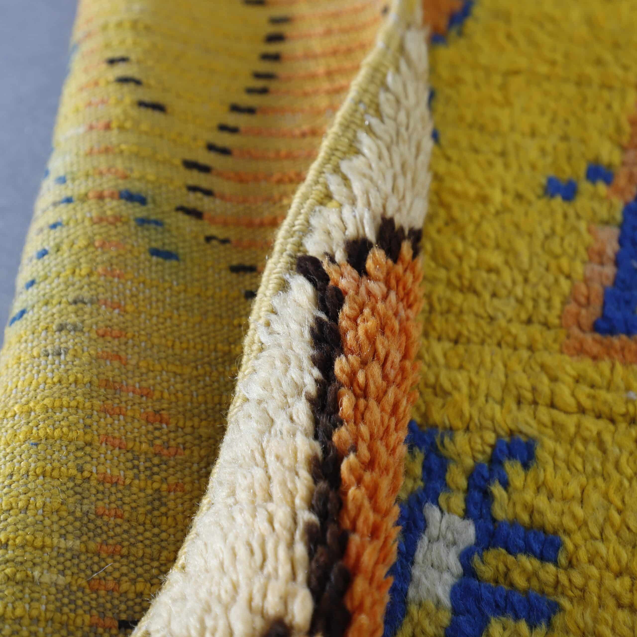 Vintage Azilal Yellow Rug 8.0×3.7 Ft – Handmade Wool