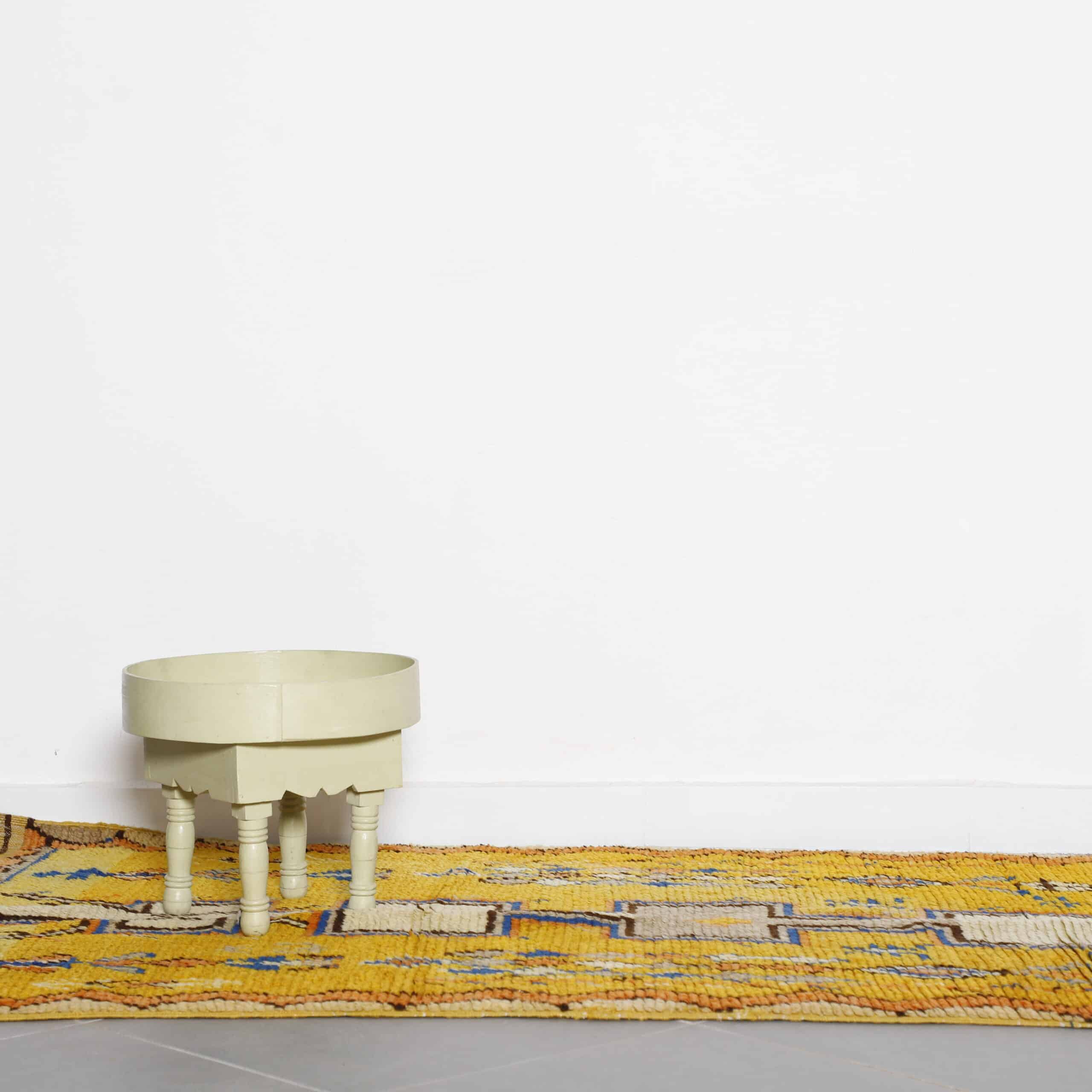 Vintage Azilal Yellow Rug 8.0×3.7 Ft – Handmade Wool