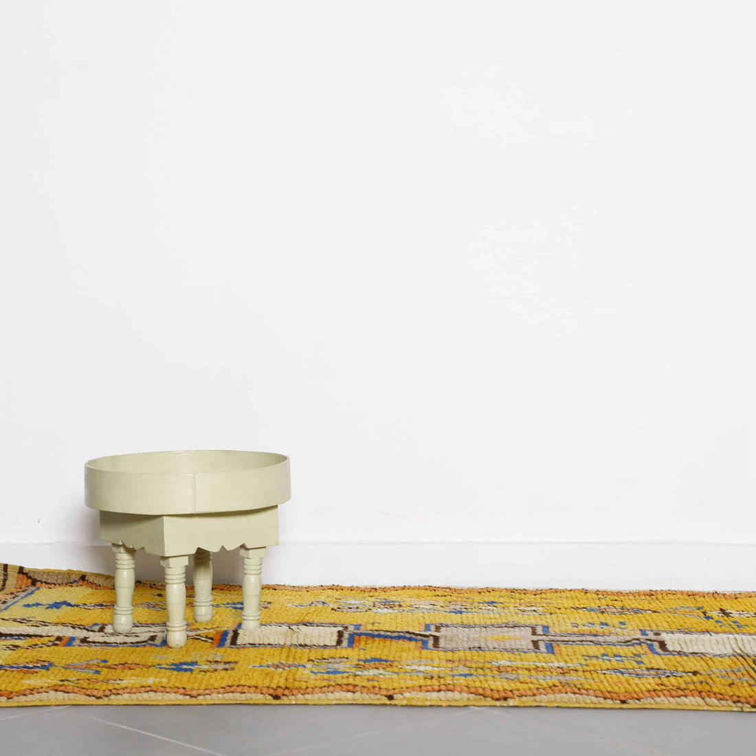 Vintage Azilal Yellow Rug 8.0×3.7 Ft – Handmade Wool