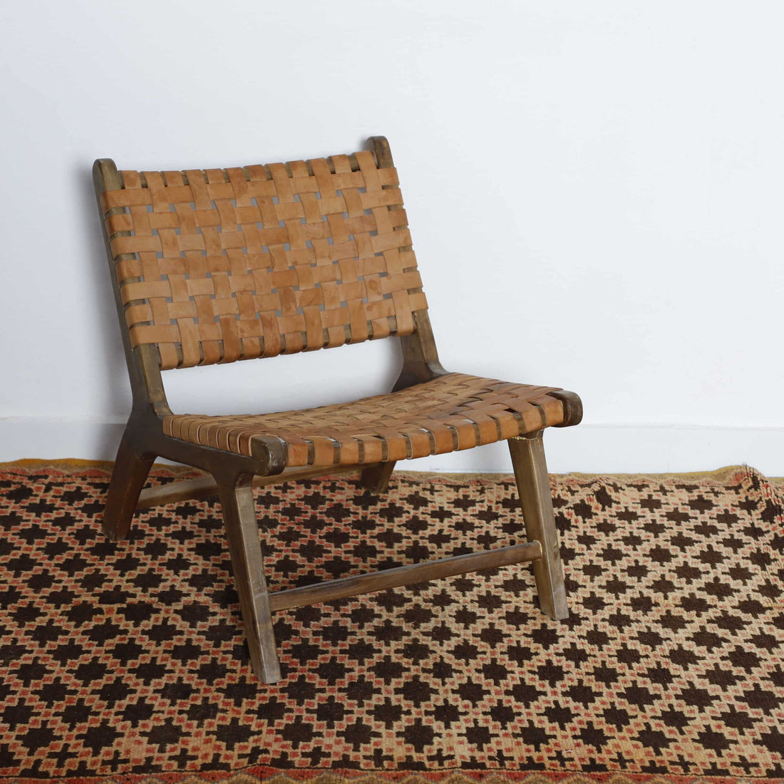 Vintage Checkered Taznakht Rug 8.3×4.9 Ft