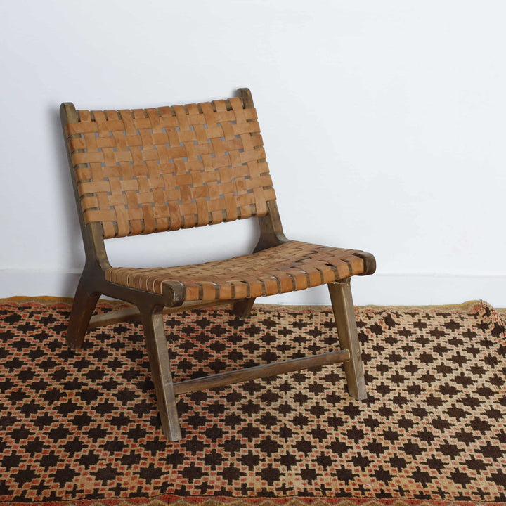 Vintage Checkered Taznakht Rug 8.3×4.9 Ft
