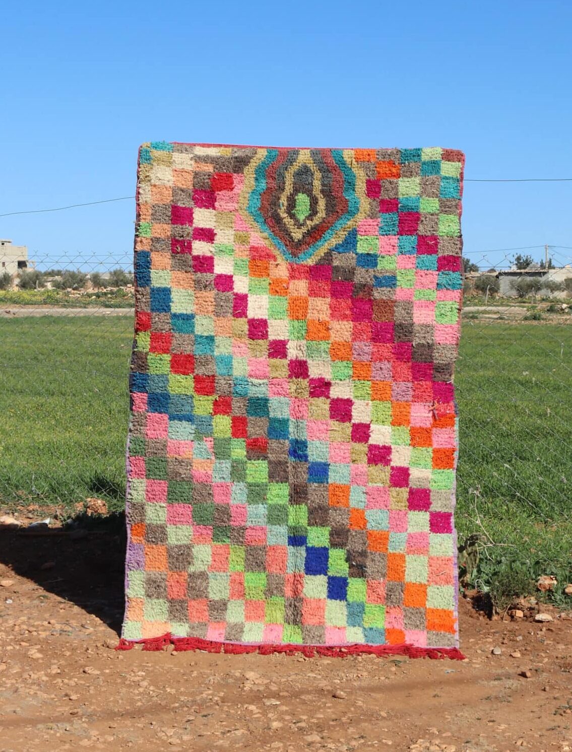 Moroccan Colorful Rug Checkered Design