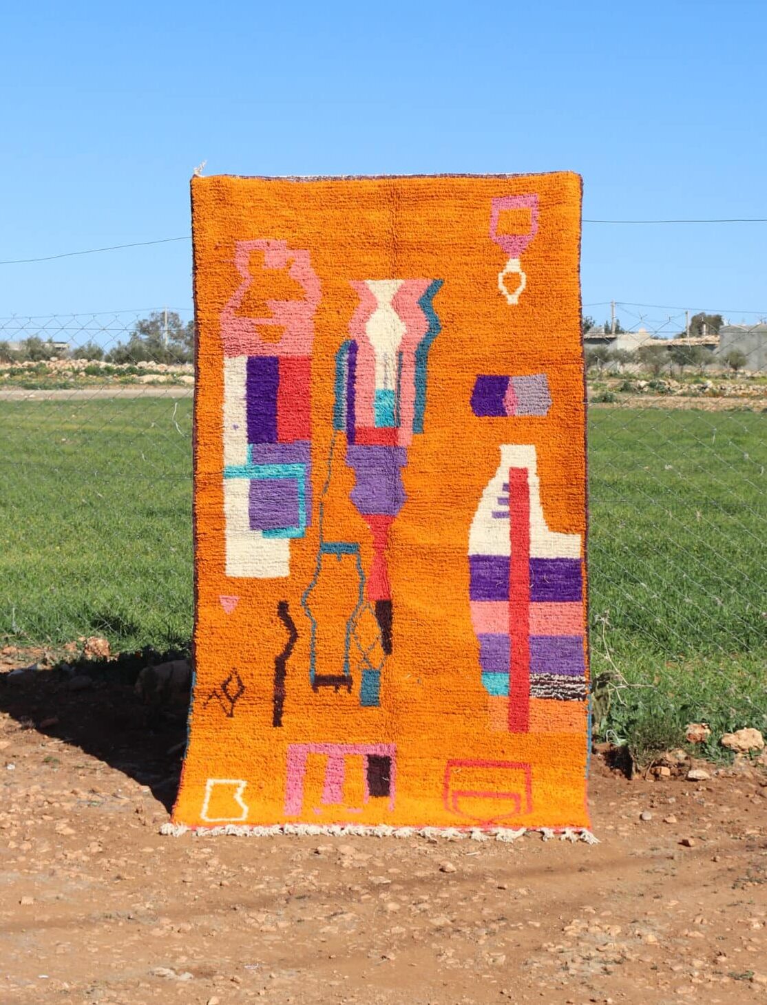 Handwoven Moroccan Orange Rug