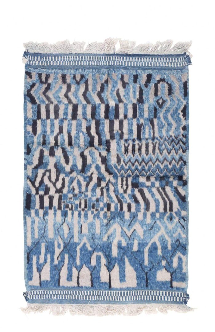 mus mus rugs, moroccan rug blue - Berber rug - Custom Moroccan rug - Beni ourain rug - Handmade rug - Abstract Wool rug - blue rug - moroccan blue rug