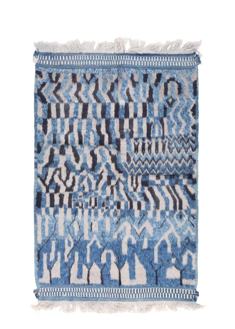 mus mus rugs, moroccan rug blue - Berber rug - Custom Moroccan rug - Beni ourain rug - Handmade rug - Abstract Wool rug - blue rug - moroccan blue rug