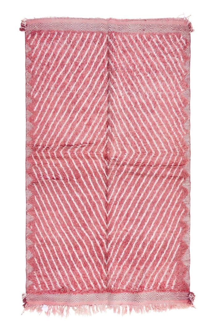 Moroccan Pink Rug featuring traditional Berber patterns in a soft pink hue