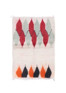 Colorful Moroccan wool rug with diamond geometric design