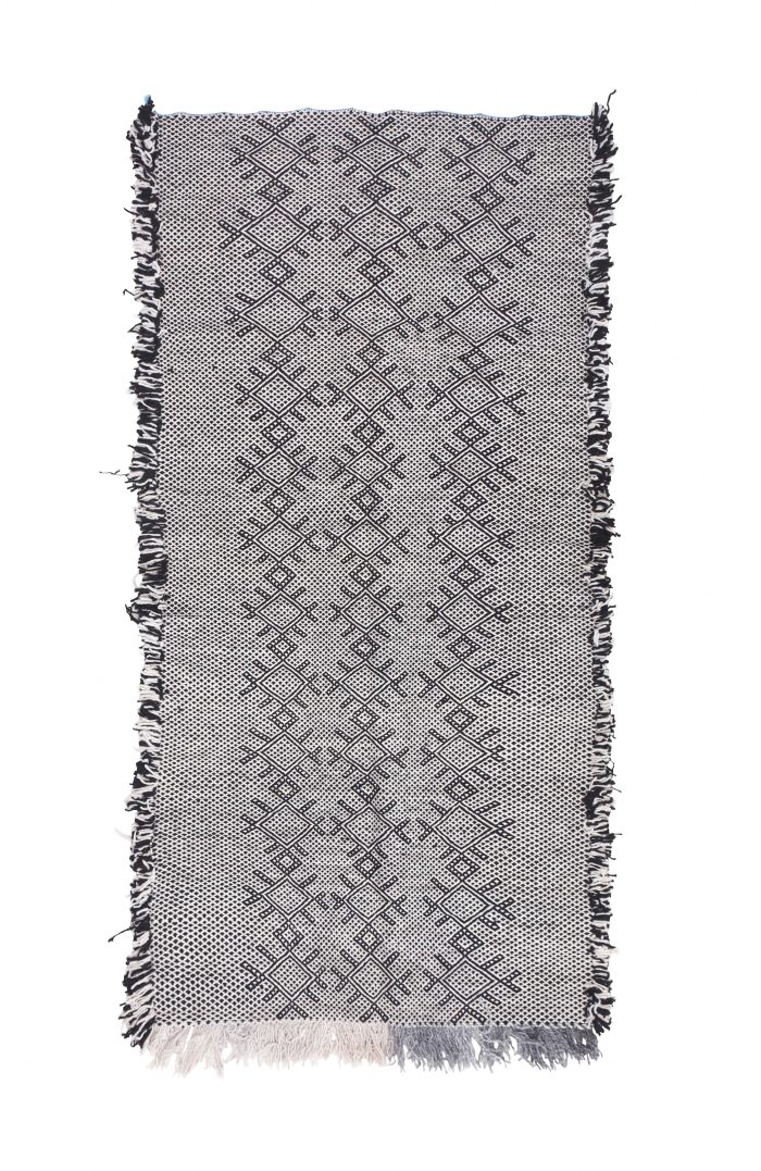 Handwoven Flatwave Moroccan Rug - Black and White Geometric Design