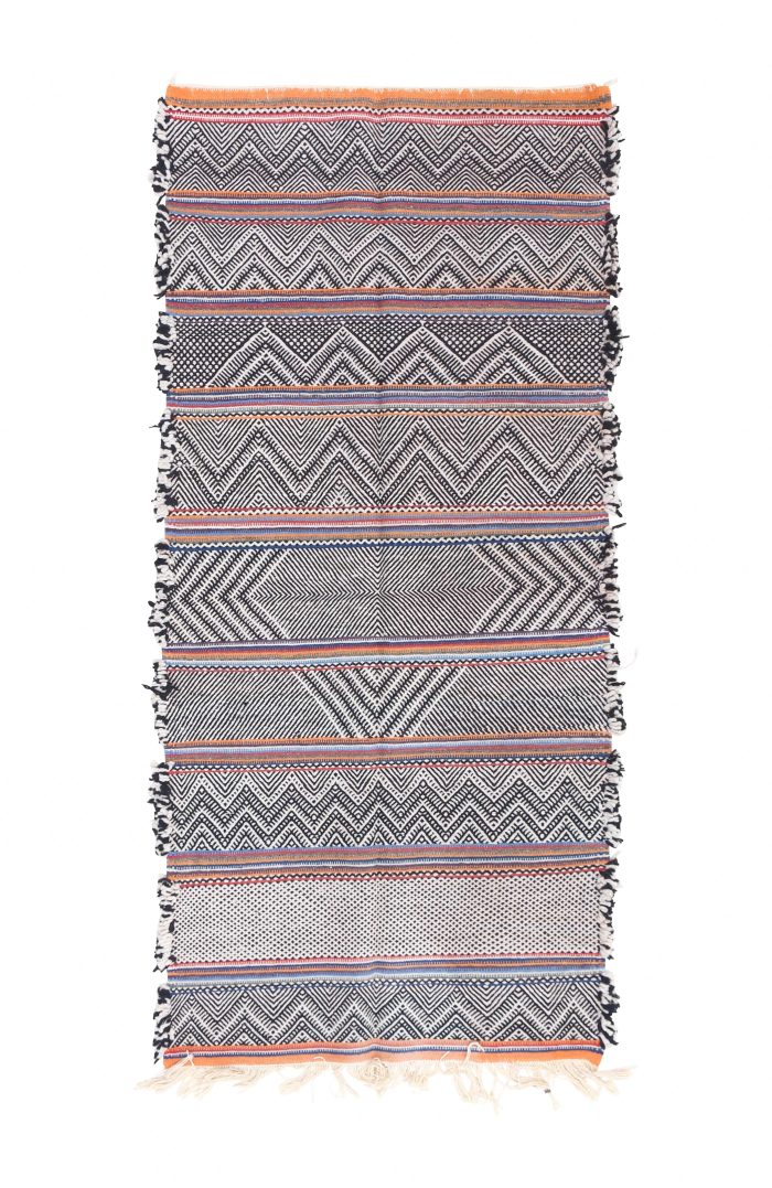 Black and white geometric kilim rug, Moroccan handwoven rug, contemporary kilim area rug.