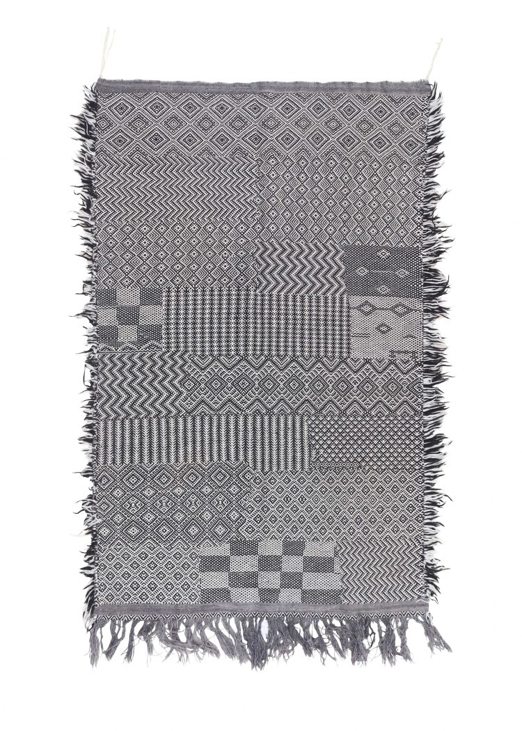 Handcrafted Moroccan Kilim Rug - Black and White Geometric Design