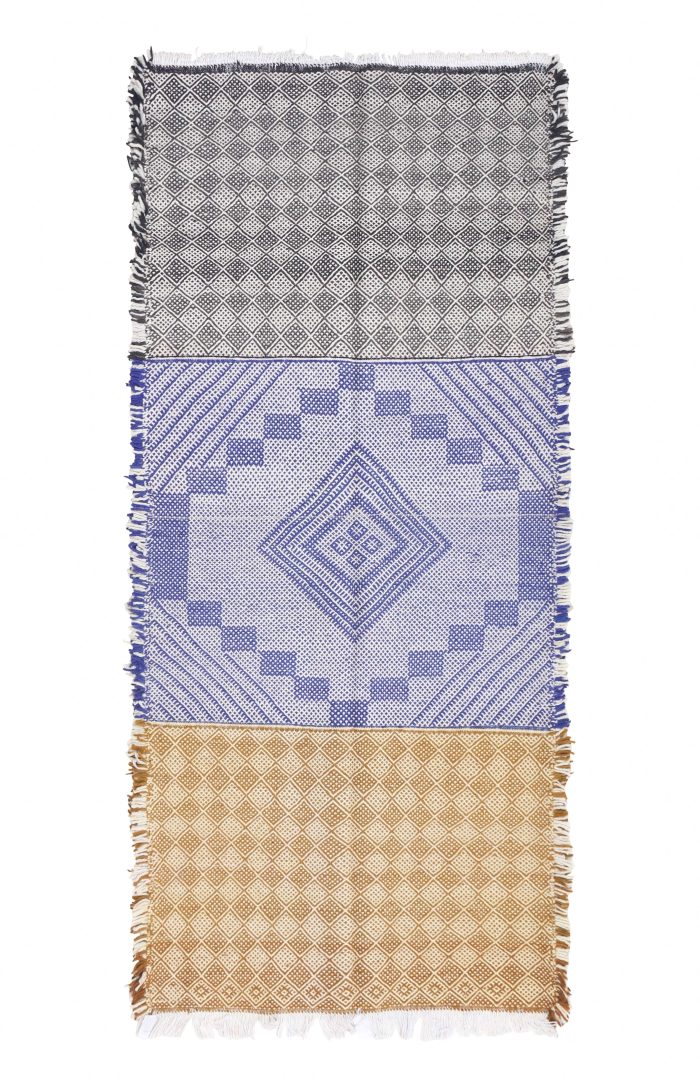 Kilim runner rug for Moroccan rugs with geometric patterns and vibrant colors