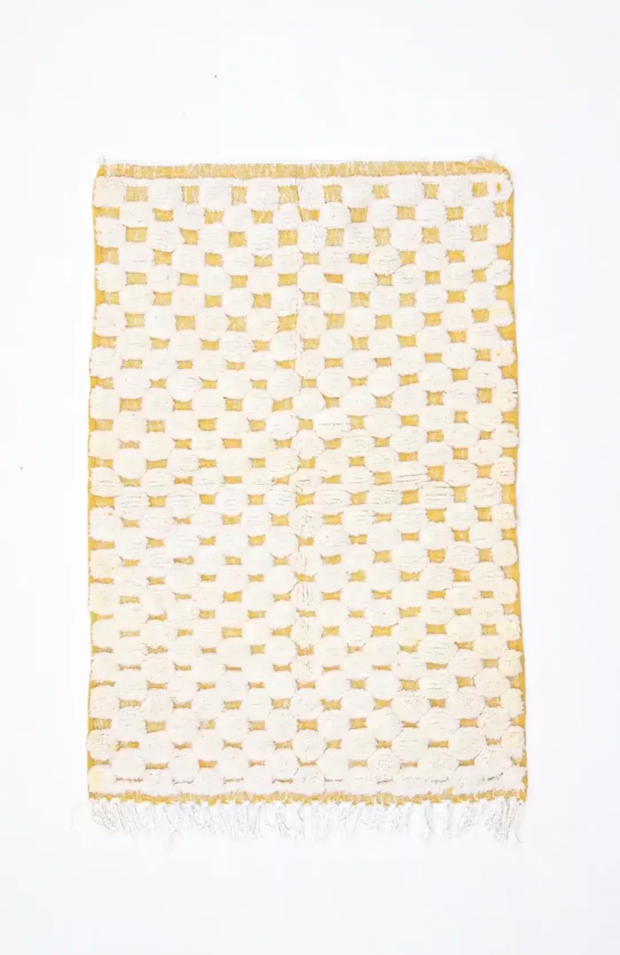 Yellow and White Checkered Rug - Stylish and Durable Home Decor