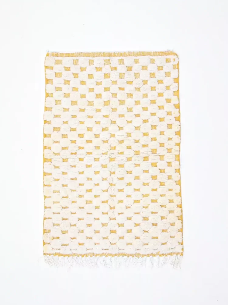 Yellow and White Checkered Rug - Stylish and Durable Home Decor