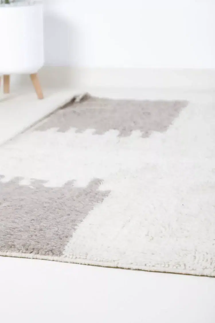 Moroccan Grey and White Rug with Intricate Geometric Patterns