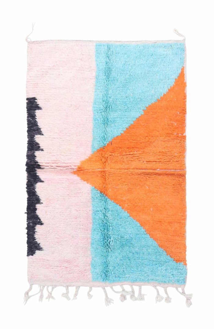 Modern Abstract Rug - Handwoven Moroccan Rug with Bold Geometric Patterns and Vibrant Colors