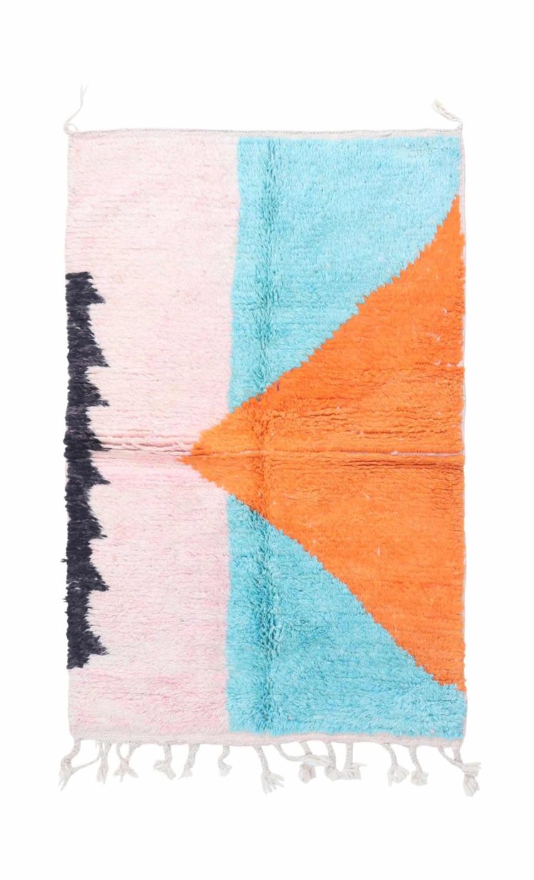 Modern Abstract Rug - Handwoven Moroccan Rug with Bold Geometric Patterns and Vibrant Colors