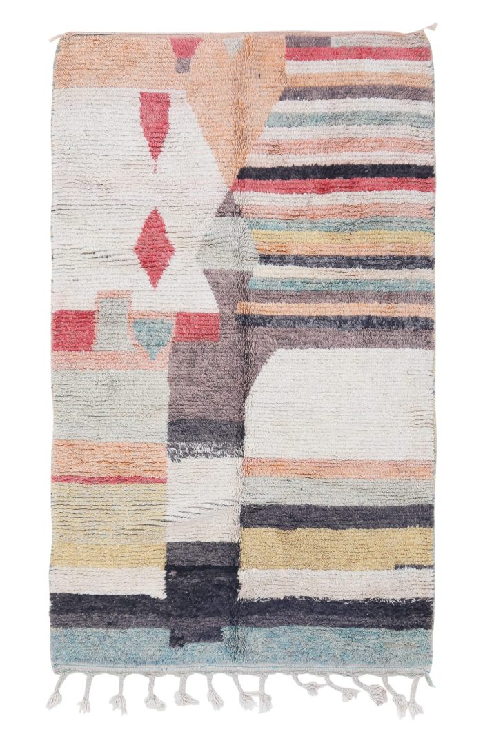 Handcrafted abstract Moroccan Bedroom Rug with intricate patterns, adding vibrant charm and warmth to your bedroom decor.