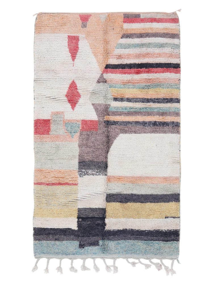 Handcrafted abstract Moroccan Bedroom Rug with intricate patterns, adding vibrant charm and warmth to your bedroom decor.