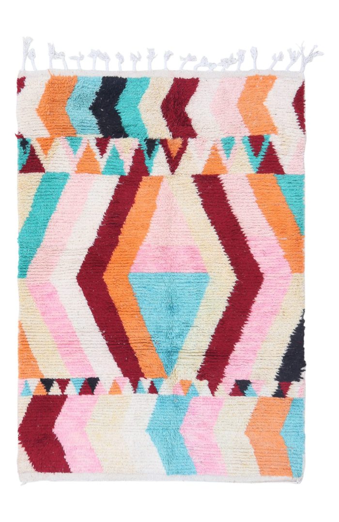 Bright Moroccan Rug - Handwoven Vibrant Colors and Geometric Patterns