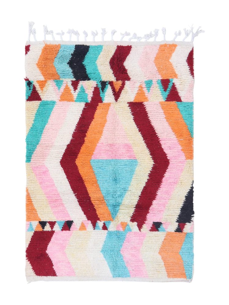 Bright Moroccan Rug - Handwoven Vibrant Colors and Geometric Patterns