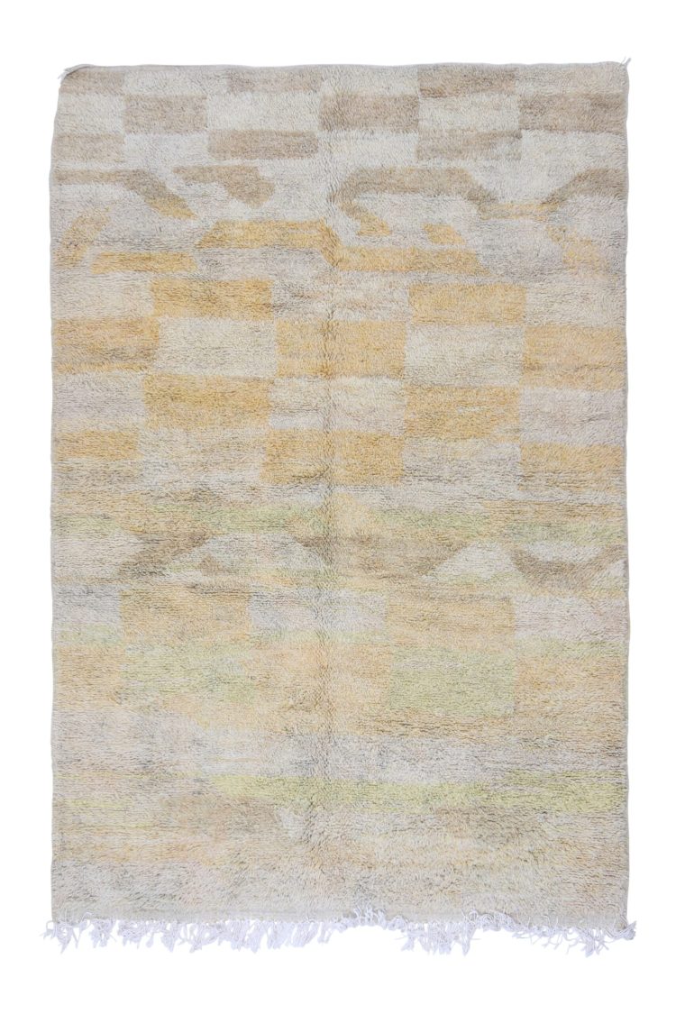 Handcrafted abstract wool rug with vibrant Moroccan-inspired patterns