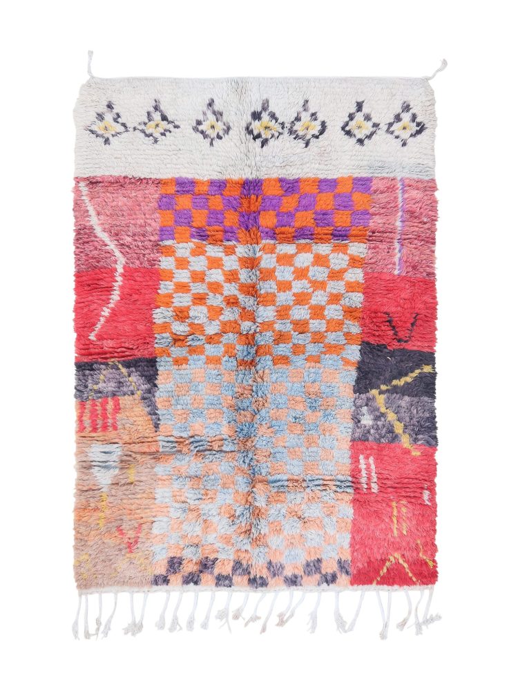 Handwoven Moroccan Multi Color Rug with vibrant patterns and intricate designs.