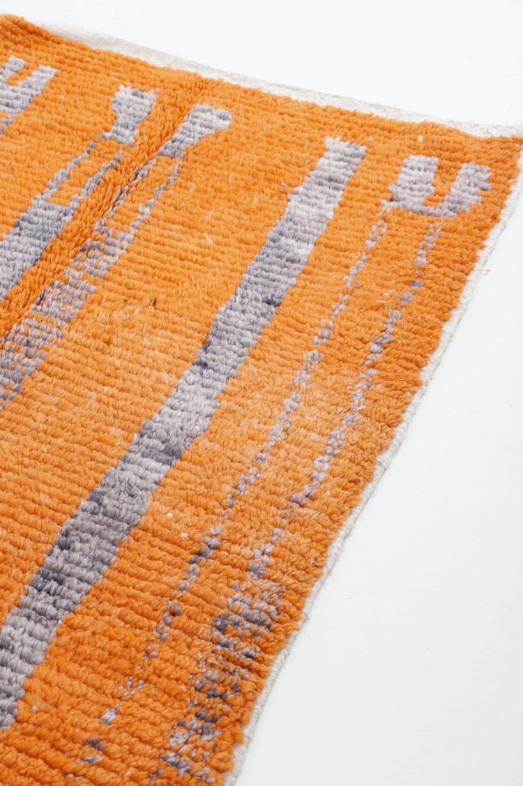 Orange Contemporary Rug - Handcrafted Moroccan Rug with Geometric Patterns