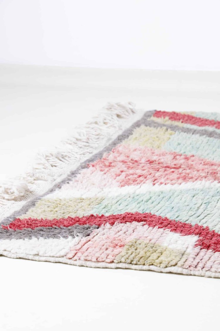 Handwoven Moroccan Abstract Multicolor Rug with vibrant colors and abstract patterns, perfect for any room's décor.