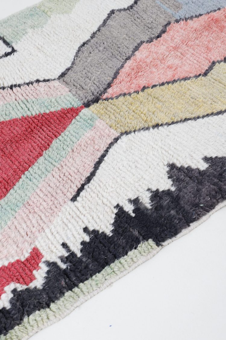 Handwoven Moroccan Abstract Multicolor Rug with vibrant colors and abstract patterns, perfect for any room's décor.