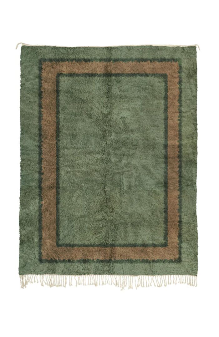 Moroccan Olive Green Rug with Intricate Geometric Patterns