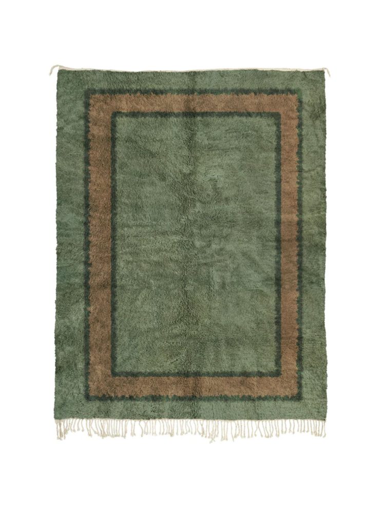 Moroccan Olive Green Rug with Intricate Geometric Patterns