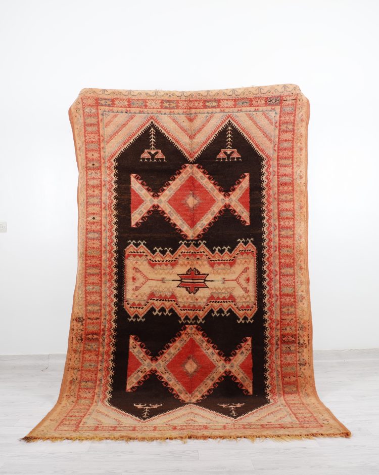 Brown Vintage Area Rug - Handwoven with intricate patterns and warm brown tones