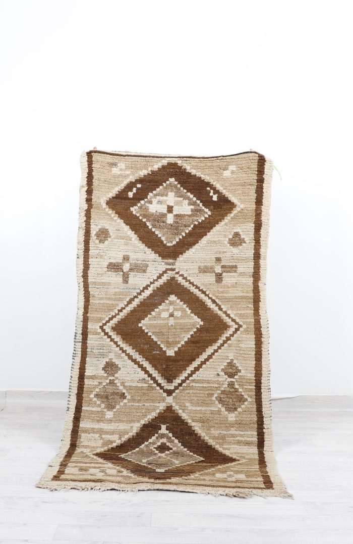 Vintage Berber Rug - Handwoven Moroccan wool with geometric designs