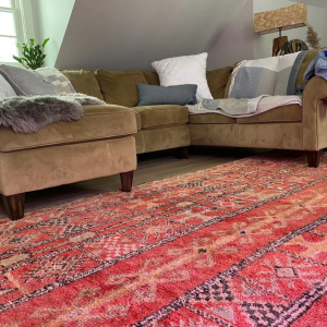 Beni Ourain vintage Moroccan rug in modern living room