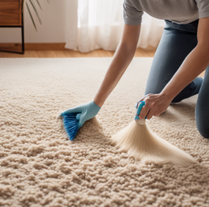 Removing stains from Berber carpet with vinegar and baking soda