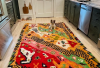 Vintage Boujad Moroccan rug with geometric patterns in warm hues