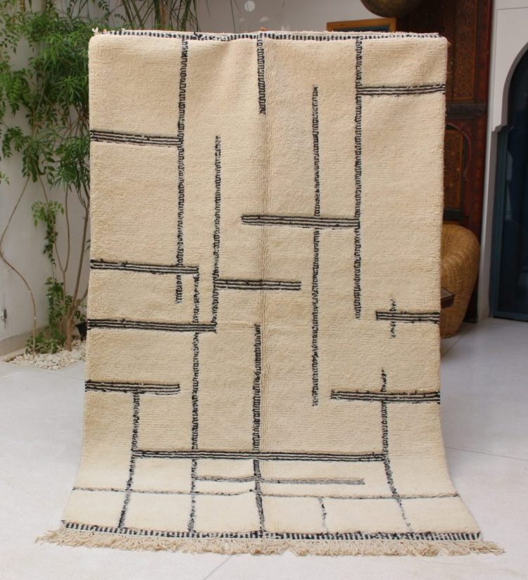 Exclusive Beni Moroccan Rug handwoven from premium natural wool, featuring unique geometric patterns.