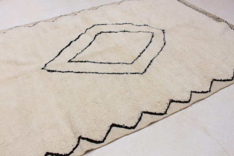 Black and white living room rug for Beni Ourain rug, handwoven with wool