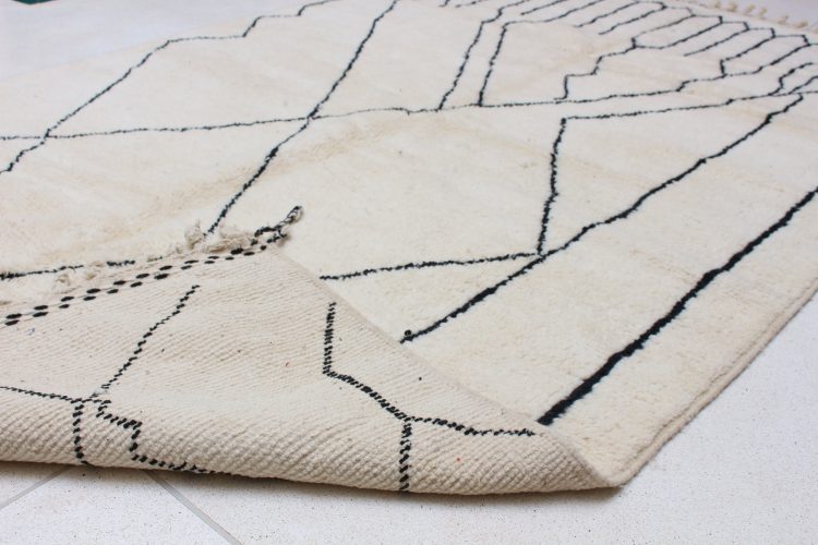 Lines Beni Ourain Rug with minimalist line design, handcrafted from natural wool.