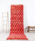 Vintage Red Runner Rug - Handwoven with intricate patterns and vibrant red hues