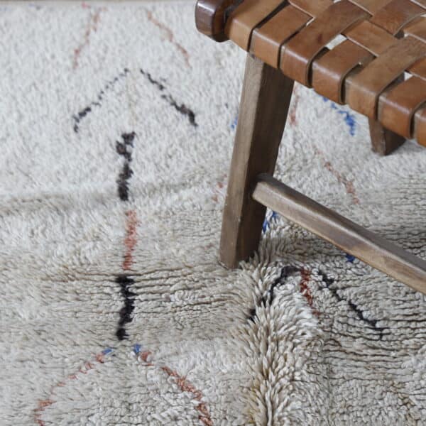 Handmade Azilal Rug 7.2×4.2 ft – Moroccan Berber Minimalist Cream Wool with Subtle Motifs - Image 4