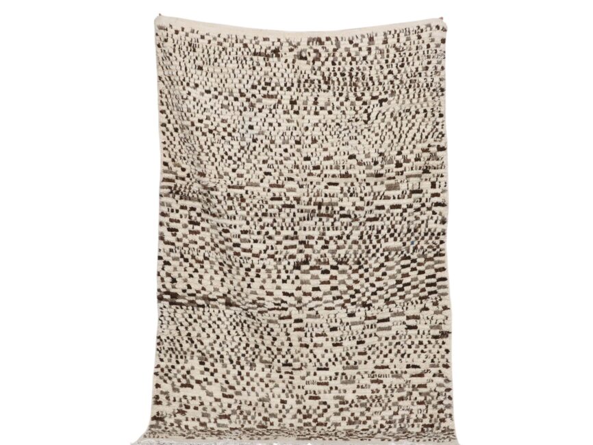 Azilal rug 7.0×4.6 ft cream wool brown geometric pattern