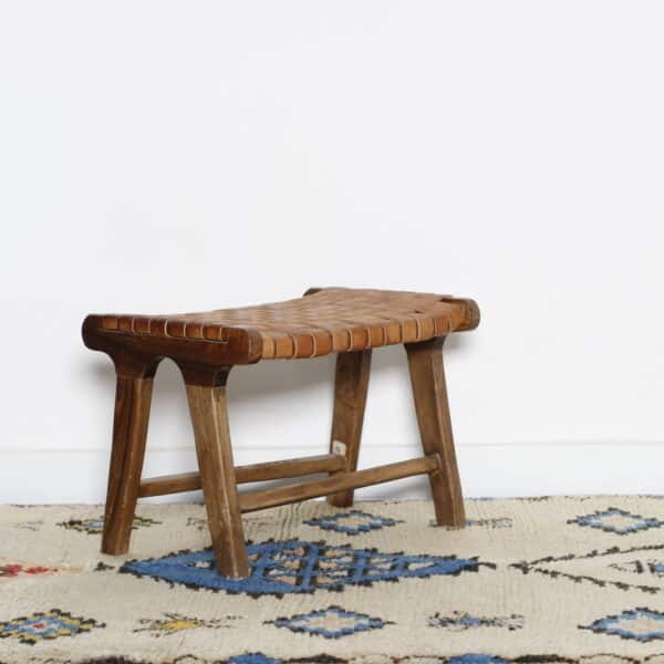 Vintage Azilal Rug 7.2×4.1 ft – Moroccan Berber Wool with Blue Geometric Motifs - Image 3