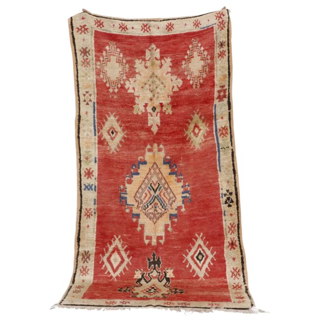 vintage Moroccan Telouet rug 7.9×3.8 ft tribal red wool